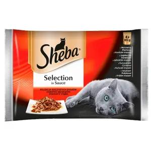 SHEBA SELECTION IN SAUCE Karma pełnoporcjowa kolekcja soczystych smaków 4 x 85 g