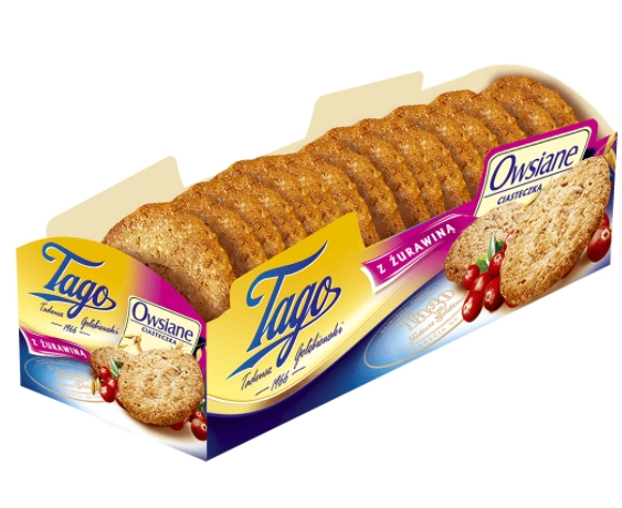 TAGO Ciastka owsiane z żurawiną 185 g