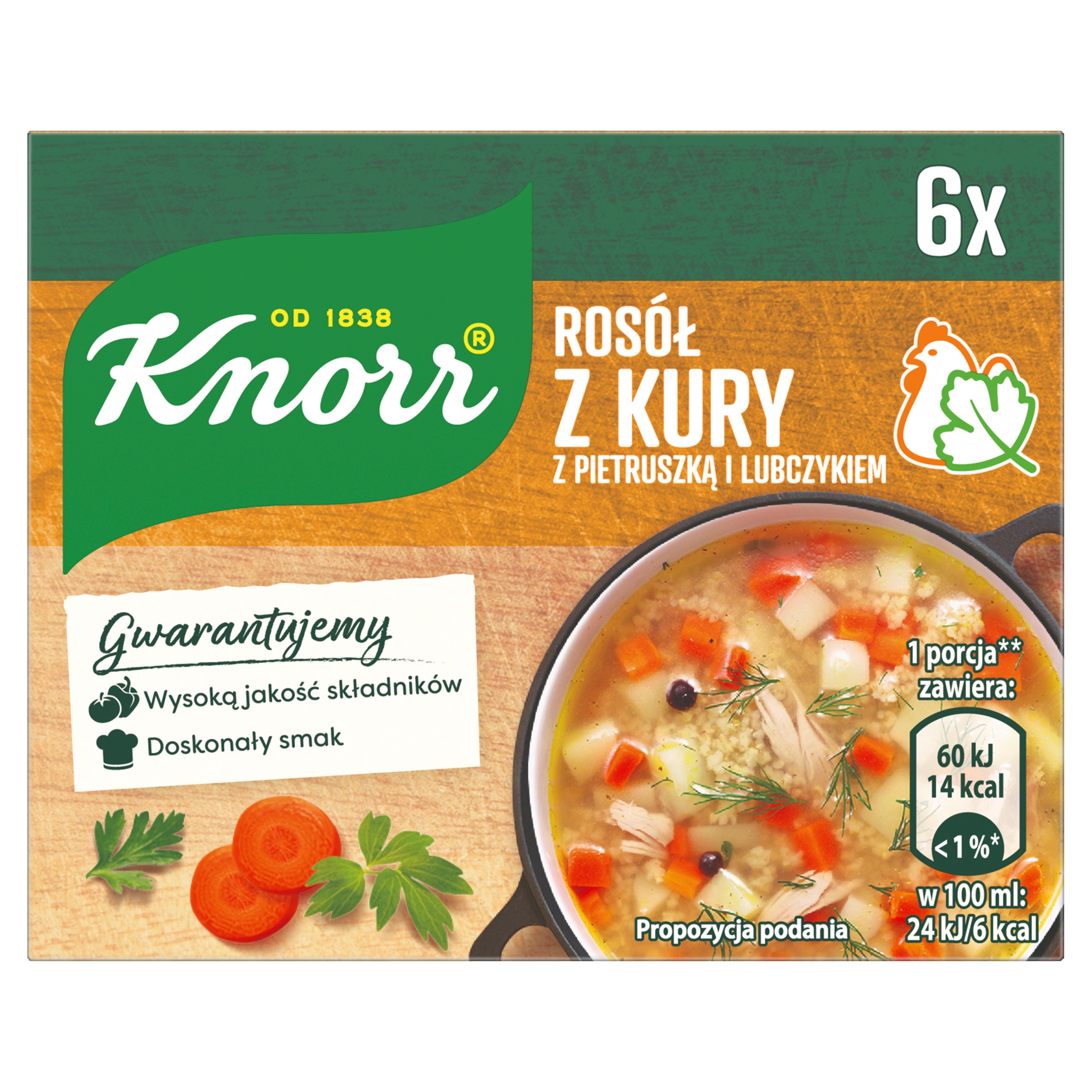 KNORR Rosół z kury z pietruszką i lubczykiem 6 kostek 60 g