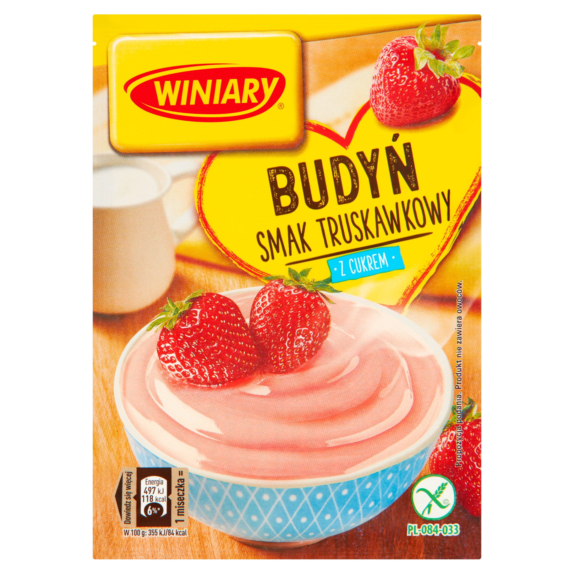 WINIARY Budyń truskawkowy z cukrem 60 g