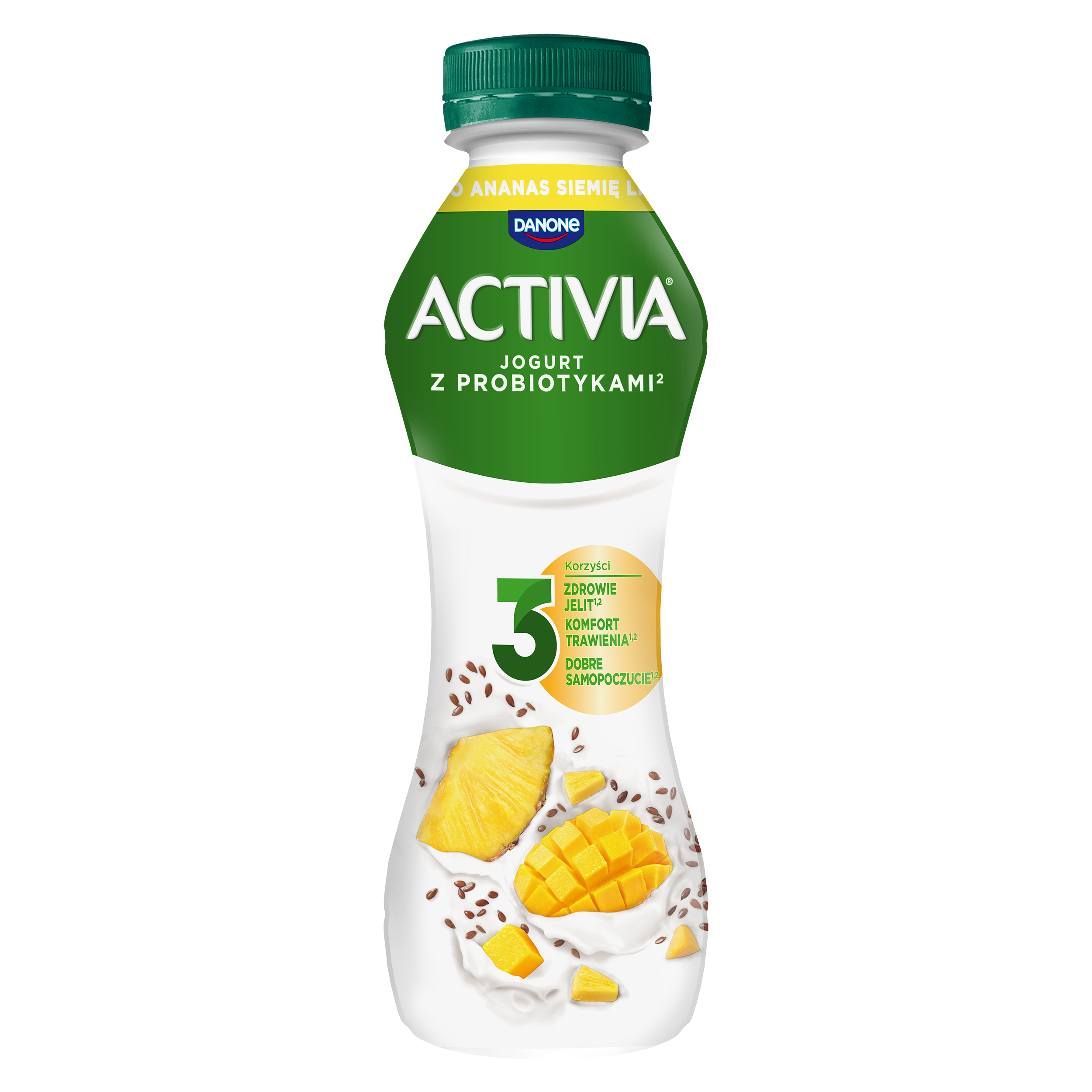 DANONE ACTIVIA Jogurt siemię lniane mango ananas 280 g