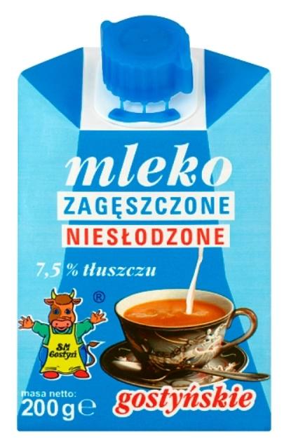 SM GOSTYŃ Mleko gostyńskie zagęszczone niesłodzone 7,5% tłuszczu 200 g
