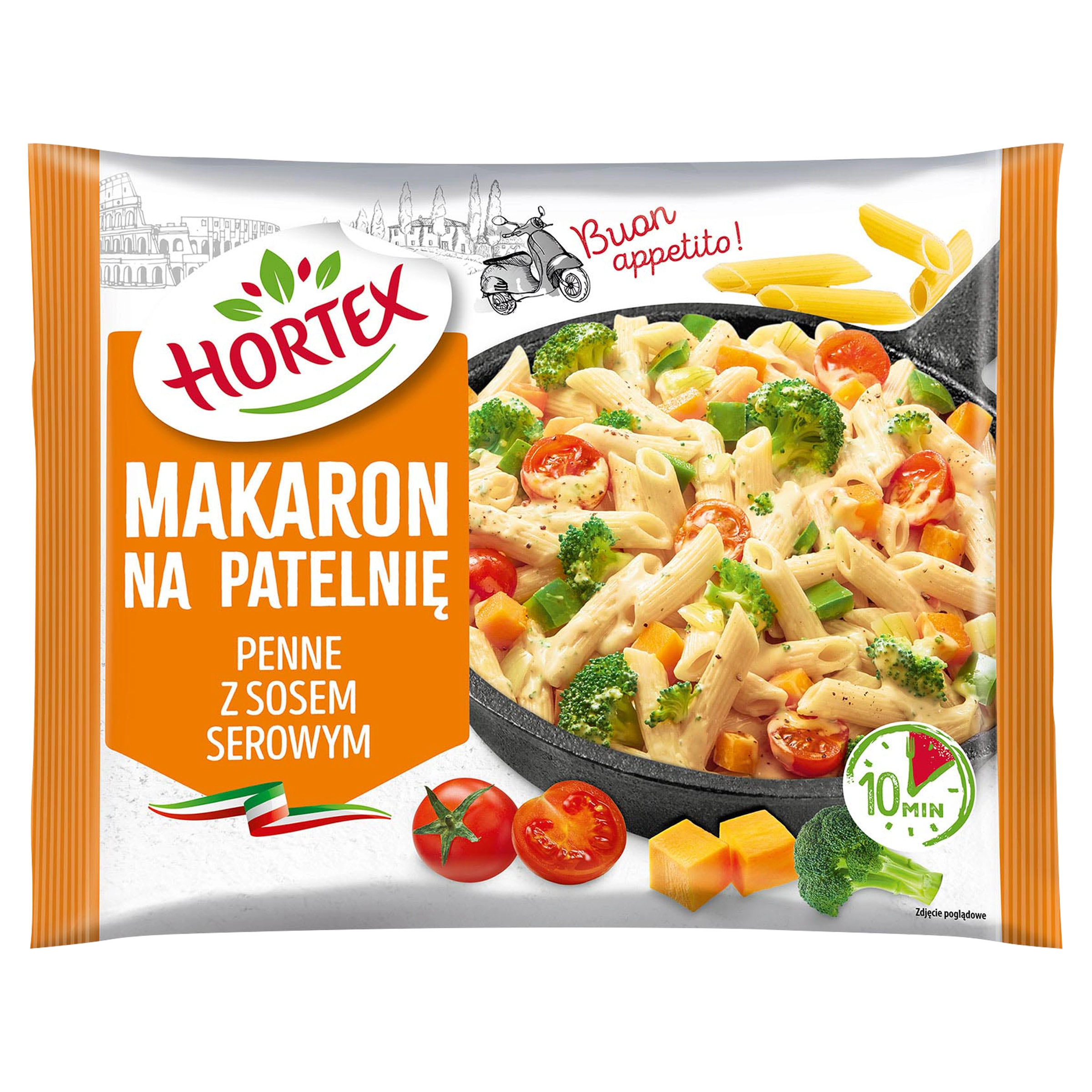 HORTEX Makaron na patelnię z sosem serowym mrożony 450 g