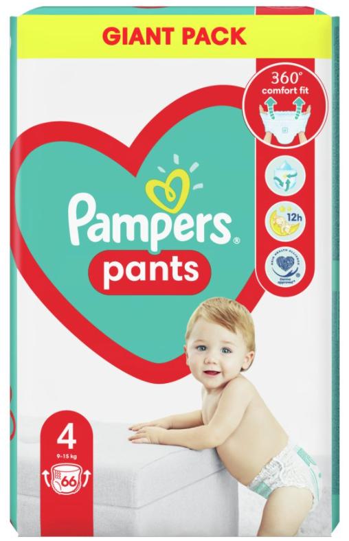 PAMPERS PANTS Pieluchomajtki rozmiar 4, 9-15 kg 66 szt.