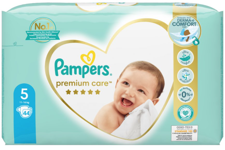 PAMPERS PREMIUM CARE Pieluszki rozmiar 5, 11-16 kg 44 szt.