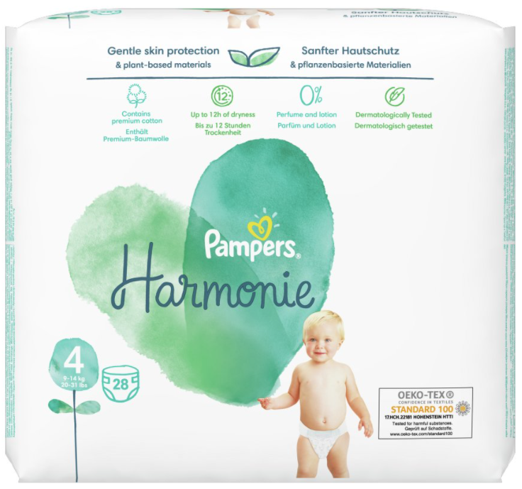 PAMPERS HARMONIE Pieluszki rozmiar 4, 9-14 kg 28 szt.