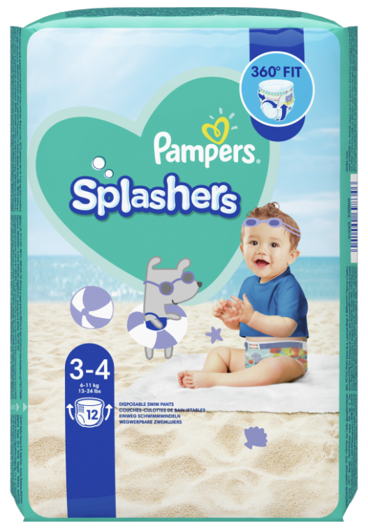 PAMPERS SPLASHERS Pieluchomajtki jednorazowe do pływania rozmiar 3-4, 6-11kg 12 szt.