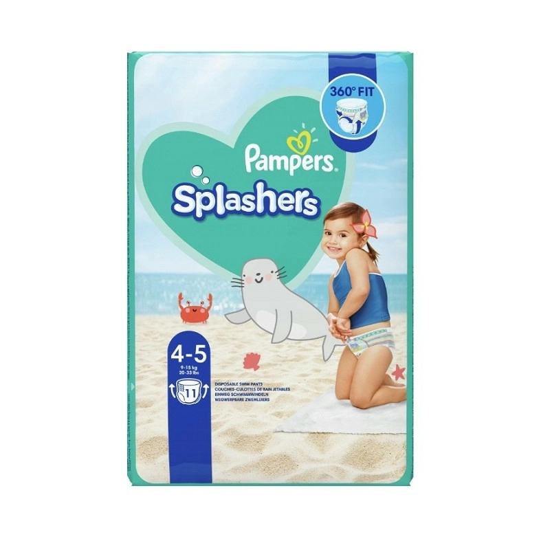 PAMPERS SPLASHERS Pieluchomajtki jednorazowe do pływania rozmiar 4-5, 9-15 kg 11 szt.