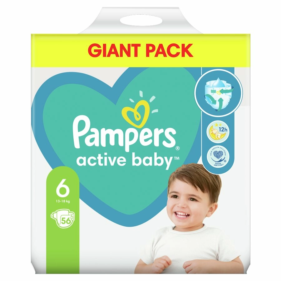 PAMPERS ACTIVE BABY Pieluszki rozmiar 6, 13-18 kg 56 szt.