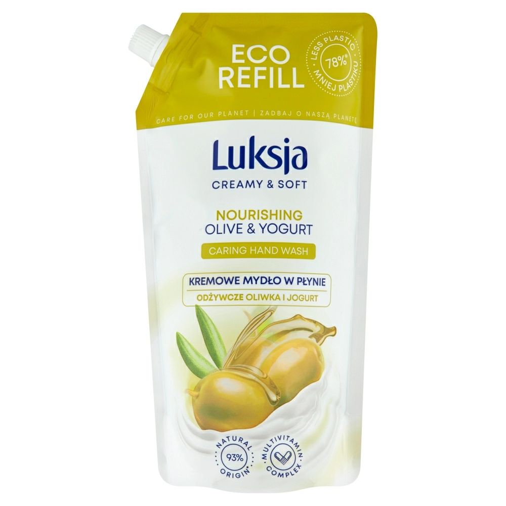 LUKSJA CREAMY & SOFT Kremowe mydło w płynie zapas Olive & Yogurt 900 ml