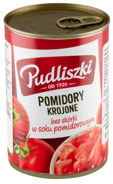 PUDLISZKI Pomidory krojone bez skórki w soku pomidorowym 400 g