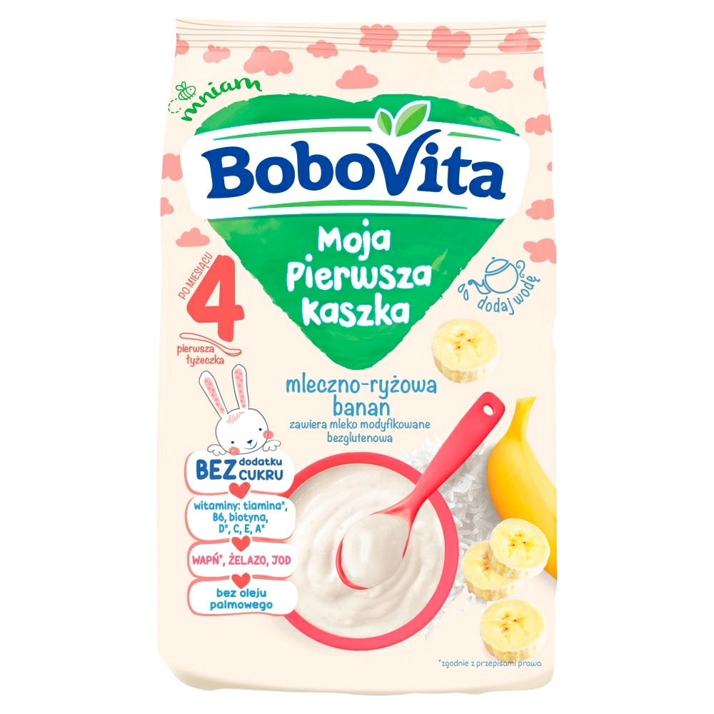 BOBOVITA Moja Pierwsza Kaszka mleczno-ryżowa banan po 4. miesiącu 230 g