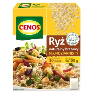 CENOS Ryż naturalny brązowy pełnoziarnisty 4 x 100 g 400 g