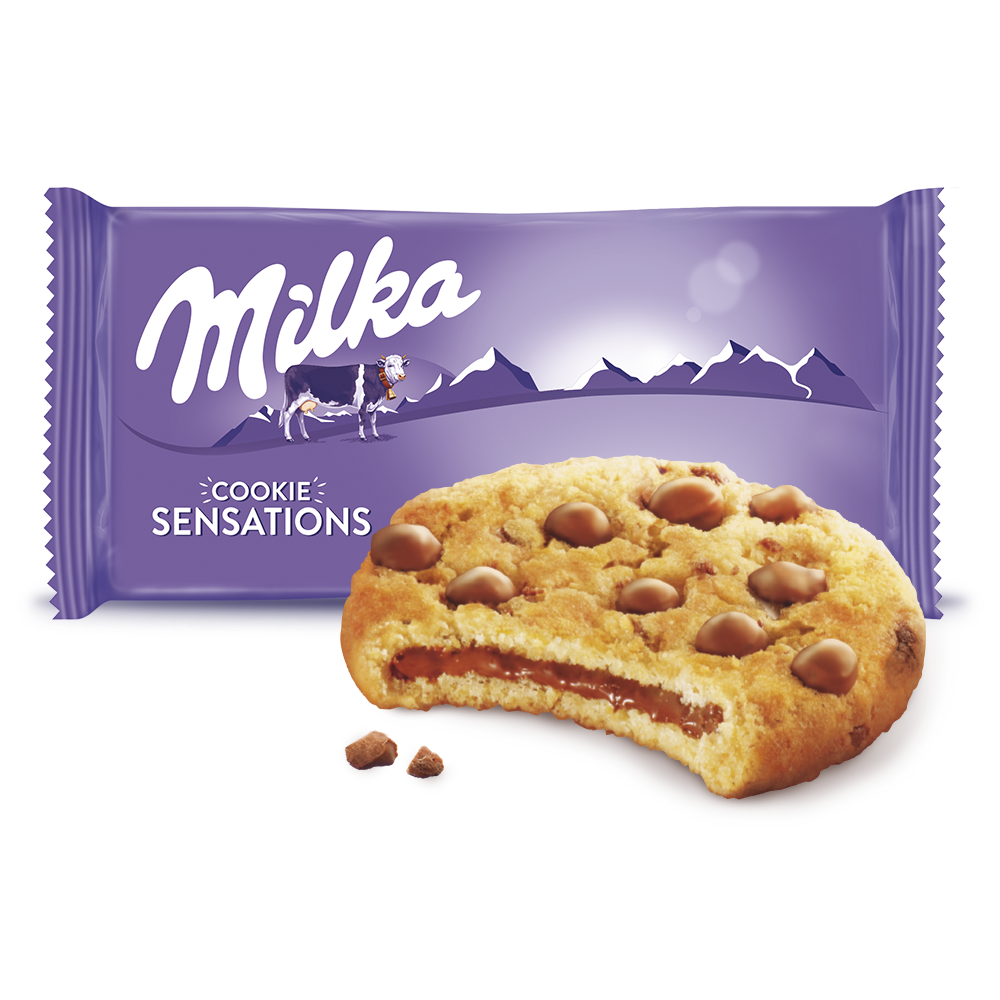 MILKA SENSATIONS Ciastka z kawałkami mlecznej czekolady z mleka alpejskiego 156 g