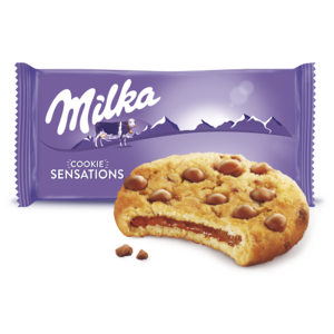 MILKA SENSATIONS Ciastka z kawałkami mlecznej czekolady z mleka alpejskiego 156 g