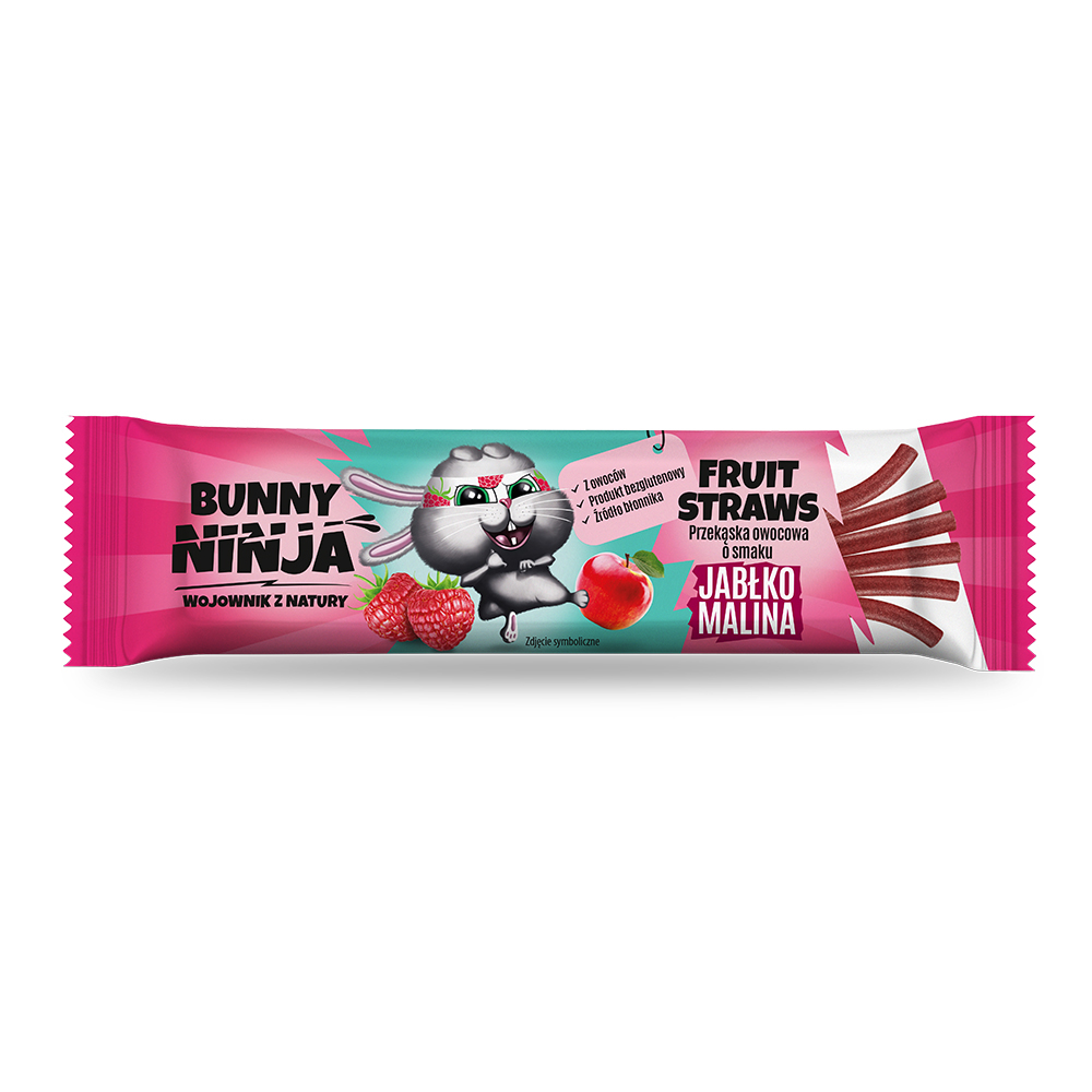 BUNNY NINJA FRUITS STRAWS Przekąska owocowa o smaku jabłko-malina 16 g