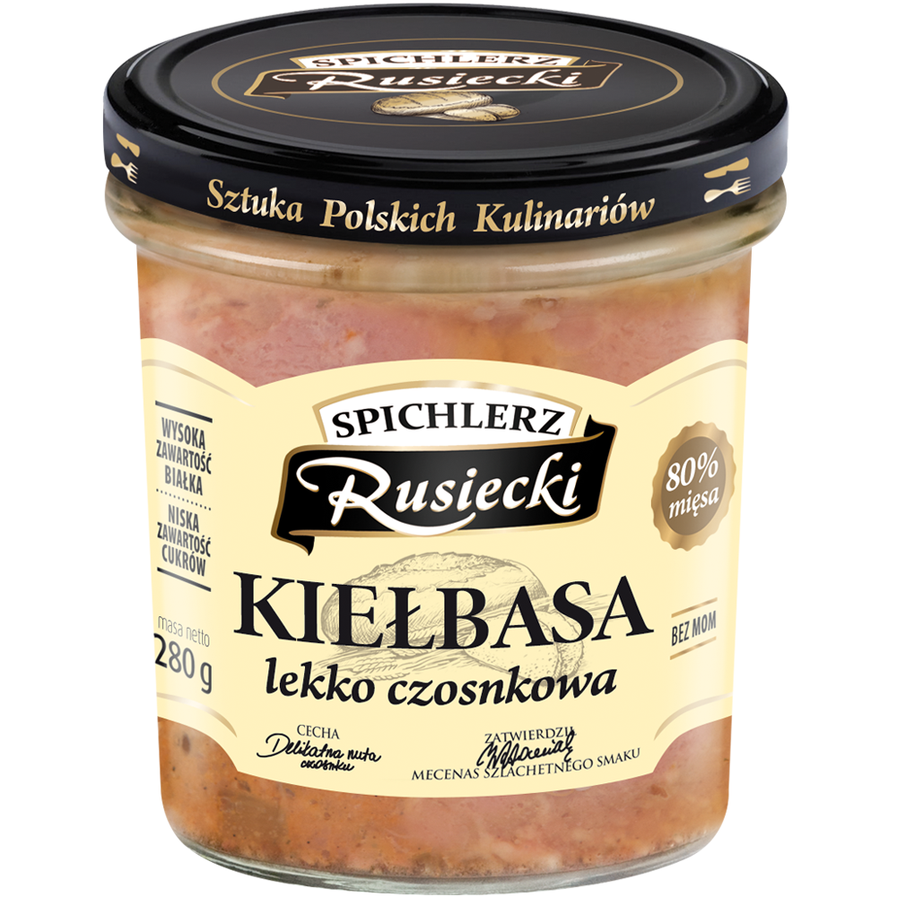 SPICHLERZ RUSIECKI Kiełbasa lekko czosnkowa 280 g