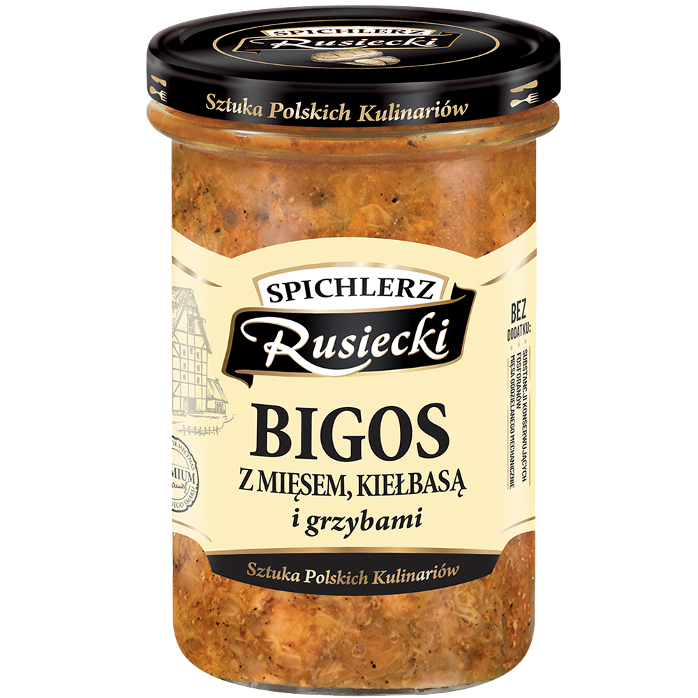 SPICHLERZ RUSIECKI Bigos z mięsem, kiełbasą i grzybami 470 g