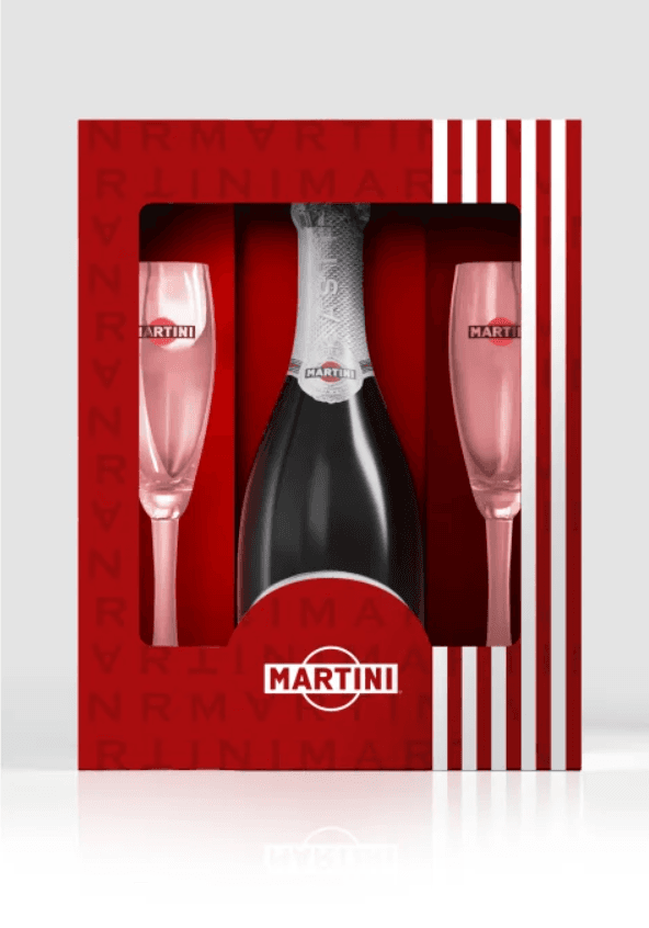 MARTINI Wino musujące Asti 7,5% + 2 szklanki