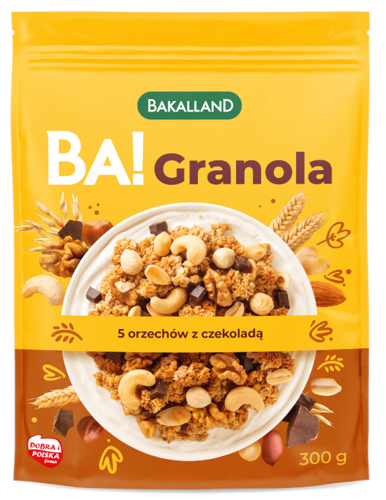 BAKALLAND BA! Granola 5 orzechów z czekoladą 300 g