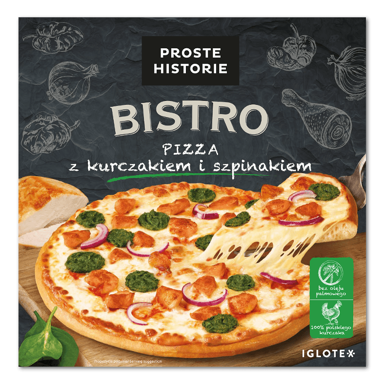 PROSTE HISTORIE BISTRO Pizza z kurczakiem i szpinakiem 435g