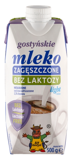 SM GOSTYŃ Mleko gostyńskie zagęszczone bez laktozy niesłodzone lekkie 2,5% 500g