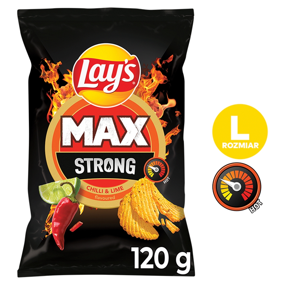 LAY'S MAX STRONG Chipsy ziemniaczane karbowane o smaku ostrego chilli i limonki 120g