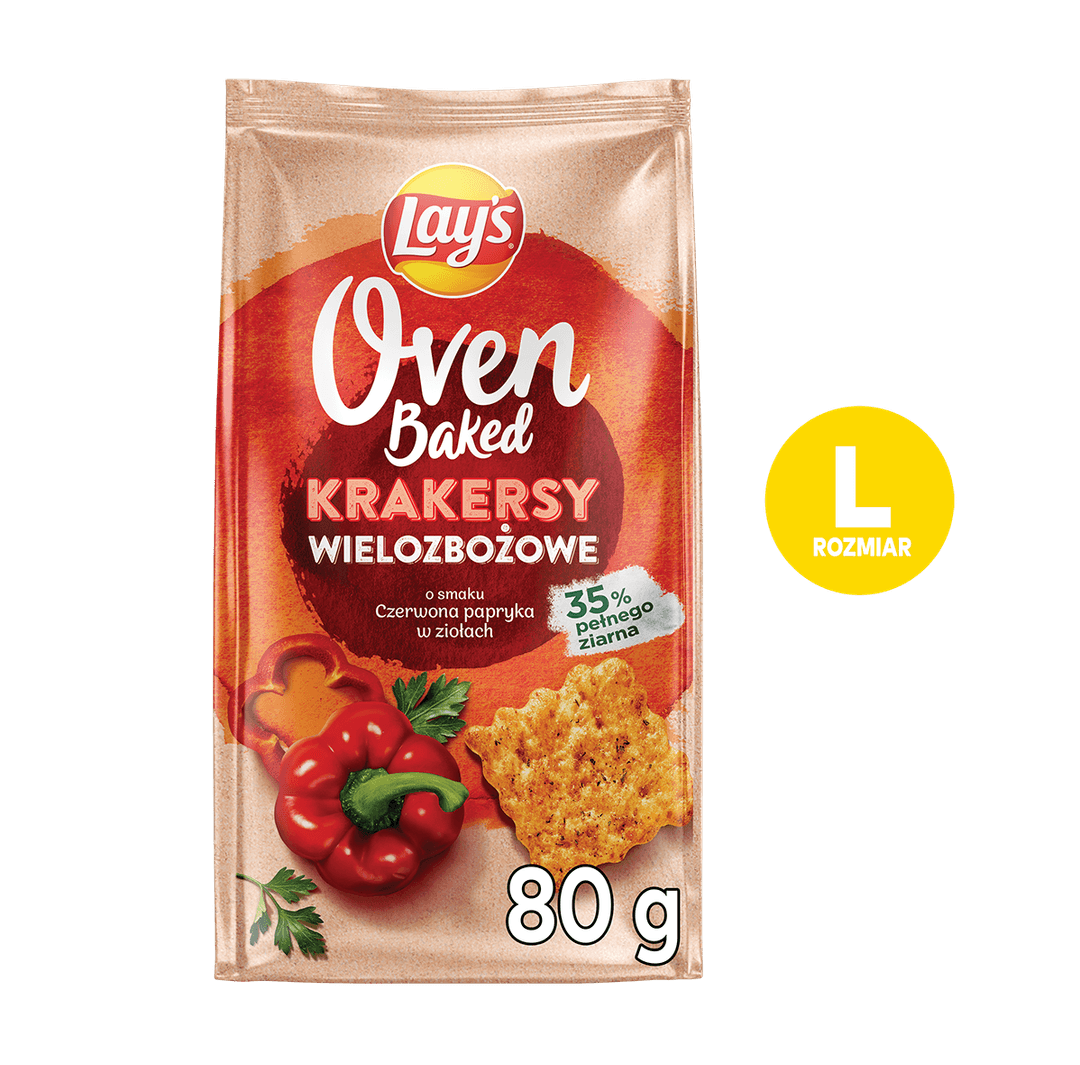 LAY'S OVEN BAKED Krakersy wielozbożowe o smaku czerwonej papryki w ziołach