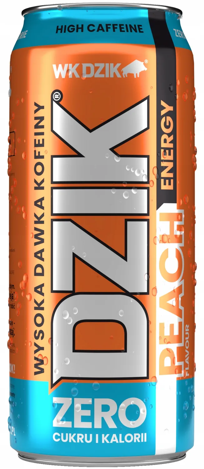 DZIK Energy drink o smaku brzoskwini bez cukru 500ml