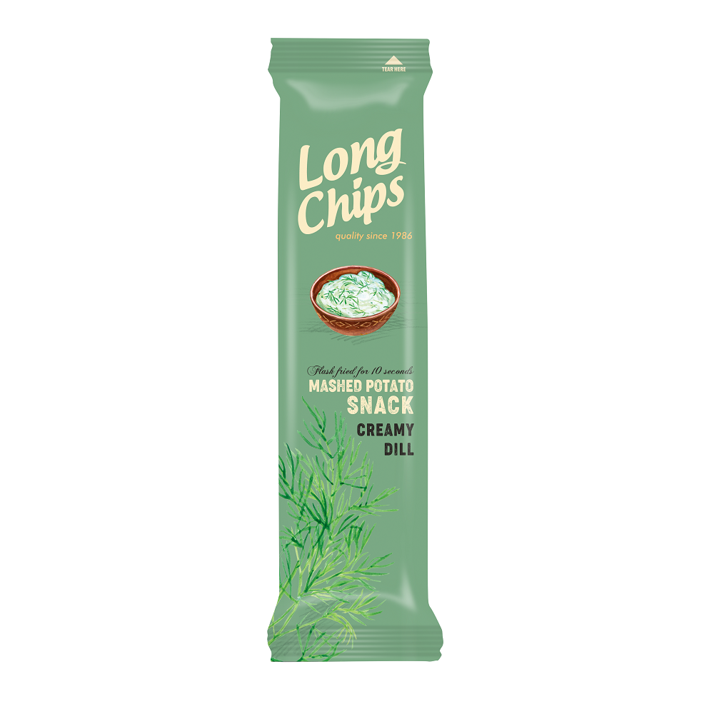 LONG CHIPS Chipsy ziemniaczane o smaku kwaśnej śmietany i koperku 75g