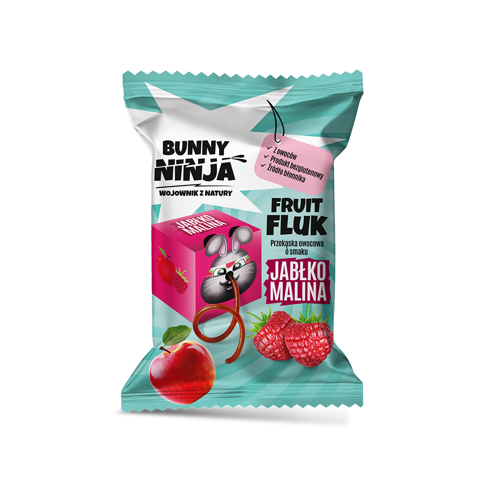 BUNNY NINJA Przekąska owocowa o smaku jabłko malina 15g