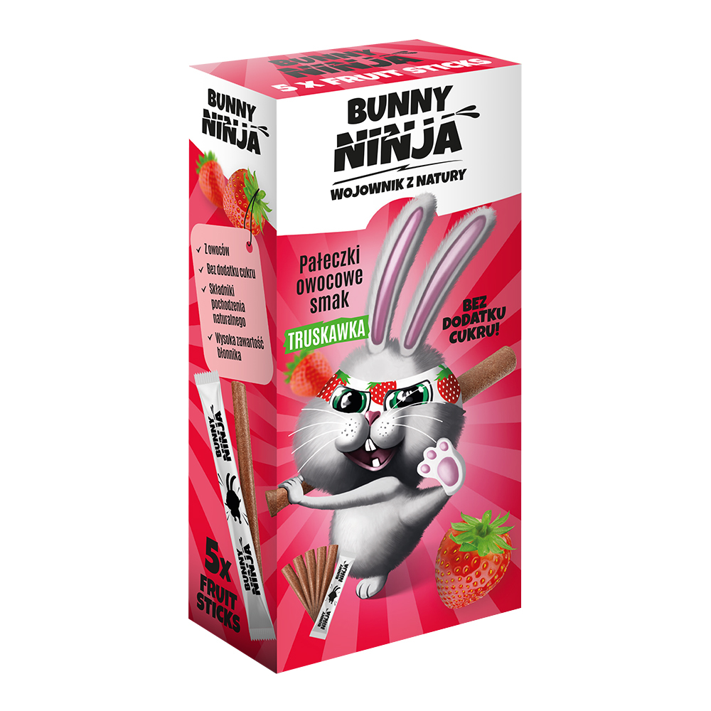 BUNNY NINJA Pałeczki owocowe truskawkowe 5x10g