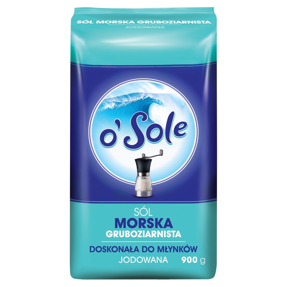 O'SOLE Sól morska gruboziarnista jodowana 900 g