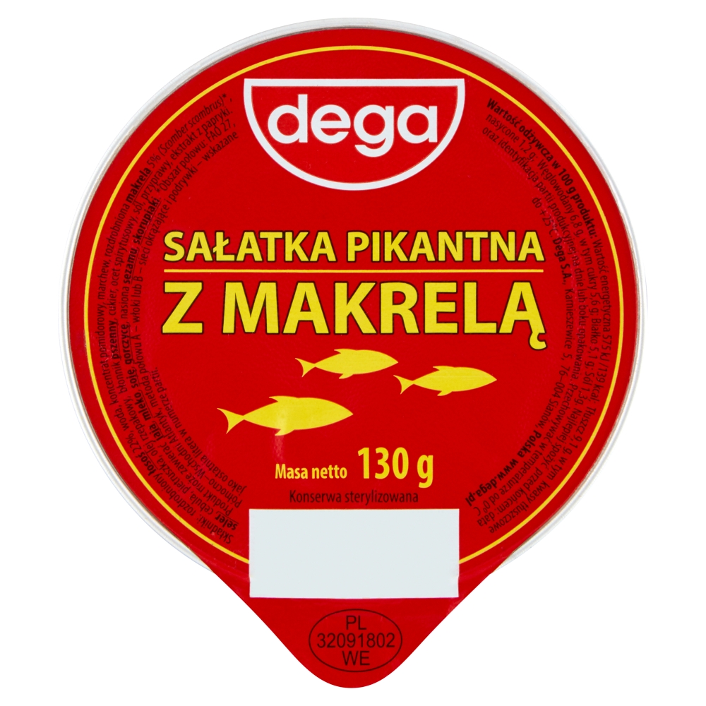 DEGA Sałatka pikantna z makrelą 130 g