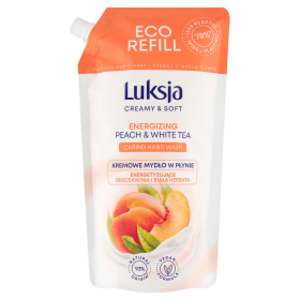 LUKSJA CREAMY & SOFT Kremowe mydło w płynie zapas Peach & White tea 900 ml