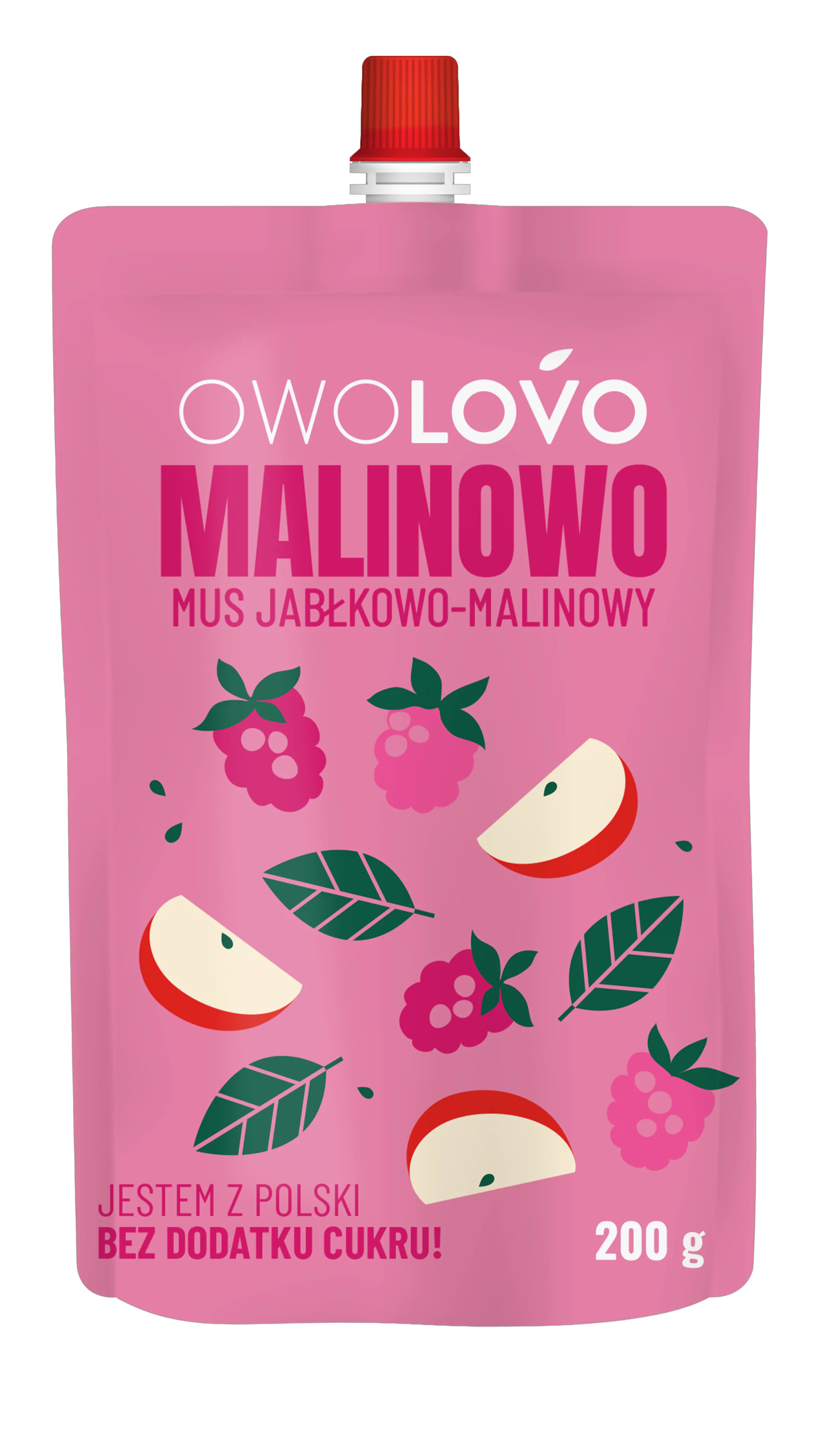 OWOLOVO Mus jabłkowo-malinowy 200g