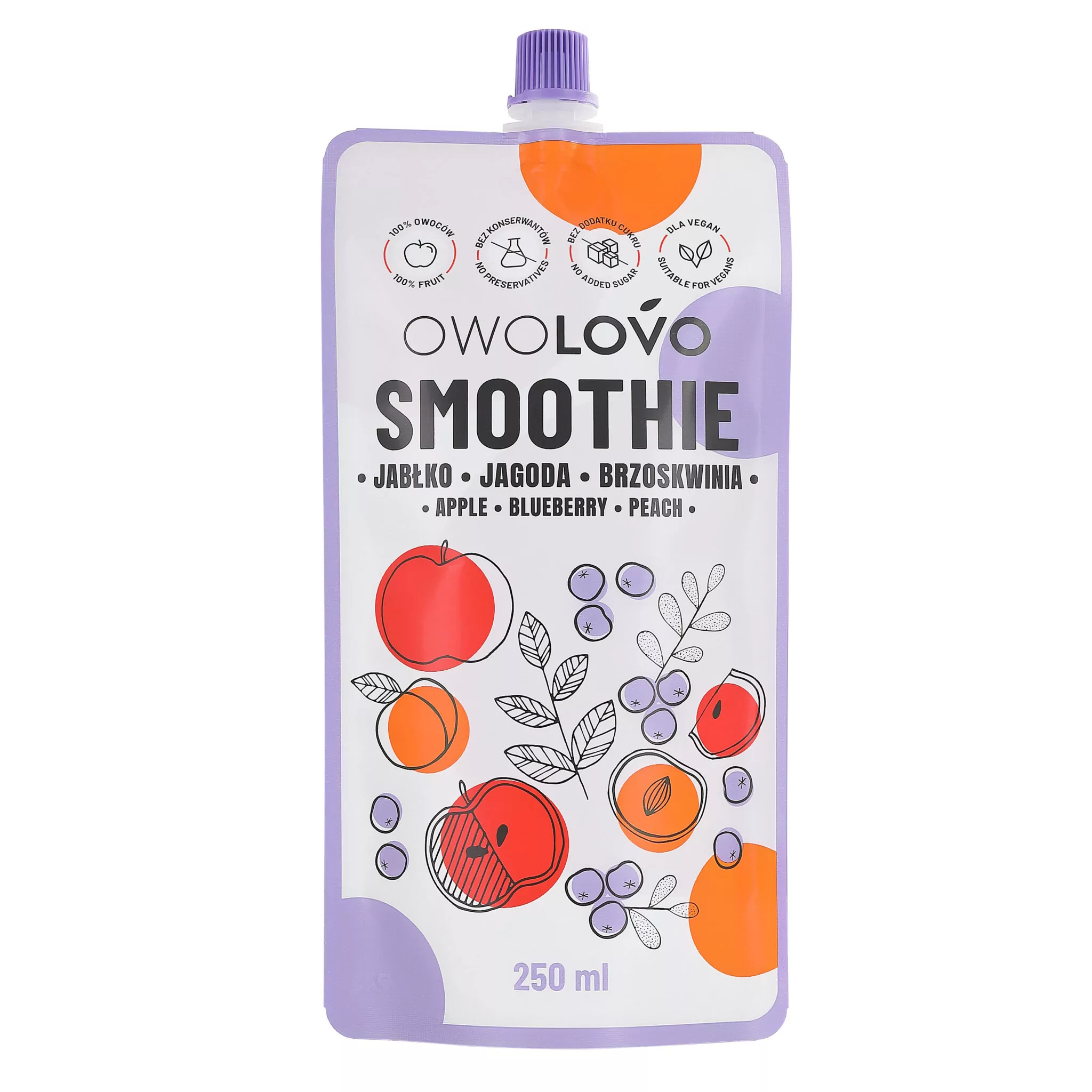 OWOLOVO Smoothie jabłko-jagoda-brzoskwinia 200g