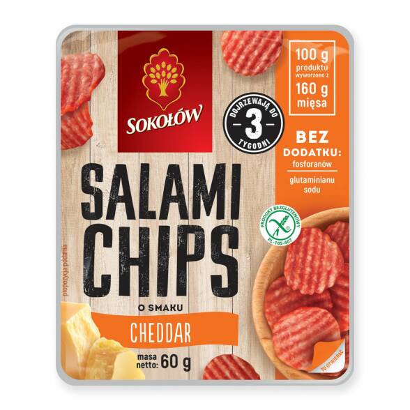 SOKOŁÓW Chipsy salami o smaku sera chedar 60 g