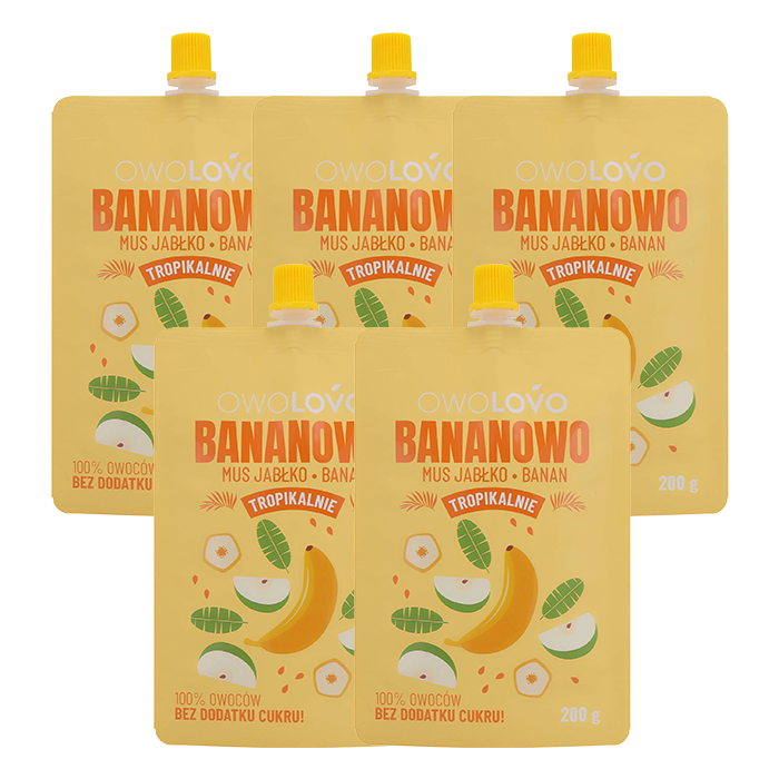 Zestaw OWOLOVO Mus jabłkowo-bananowy 200g x5