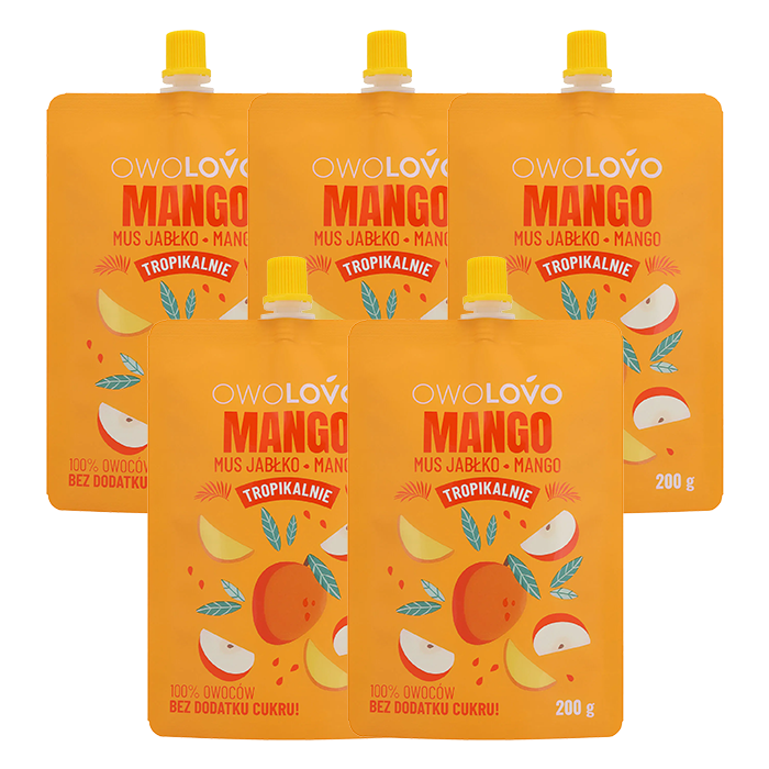 Zestaw OWOLOVO Mus jabłko-mango 200g x5