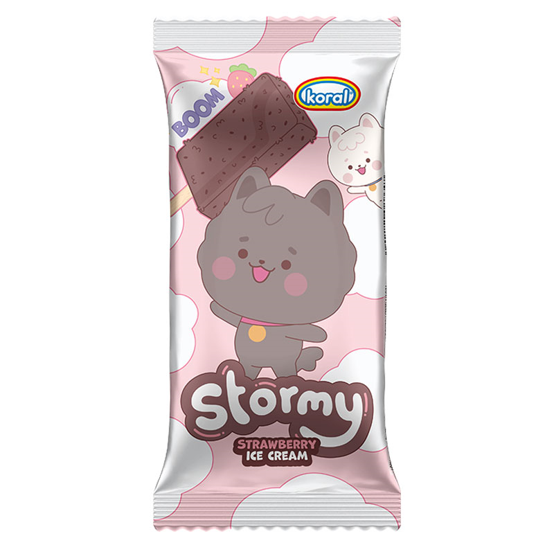 KORAL Lody Stormy o smaku truskawkowym w polewie z cukrem strzelającym 90ml