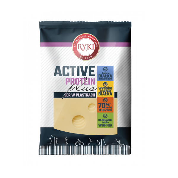 RYKI Ser żółty active protein plus w plastrach 135g