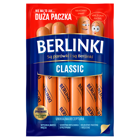 MORLINY BERLINKI Parówki wieprzowe 500 g