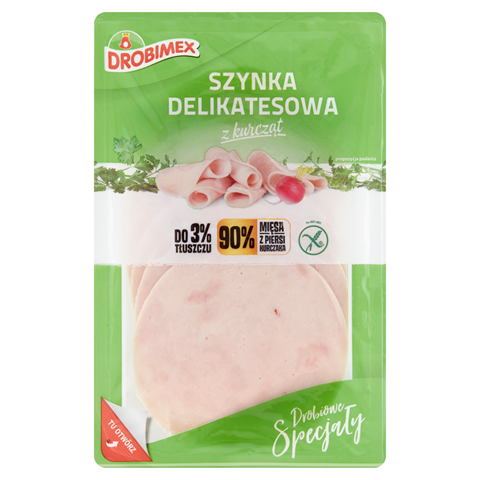 DROBIMEX Szynka delikatesowa z kurcząt w plastrach 100 g