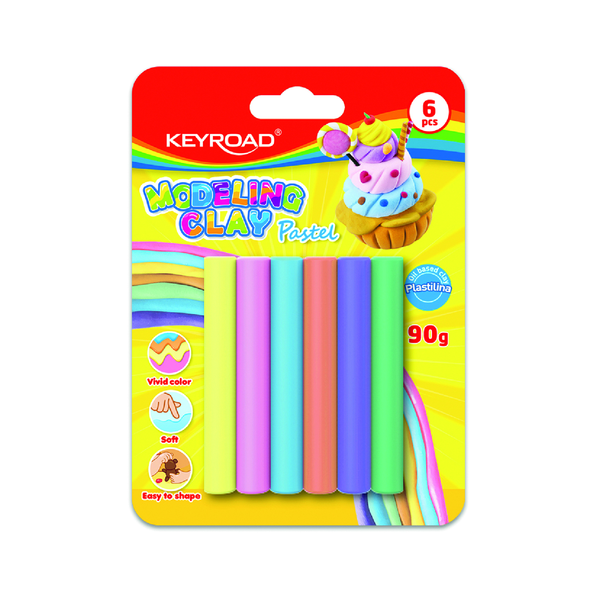 KEYROAD Plastelina pastelowa 6x15g