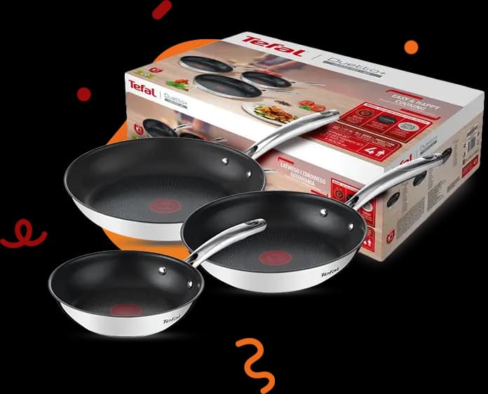 Zestaw 3 patelni duetto ze stali nierdzewnej