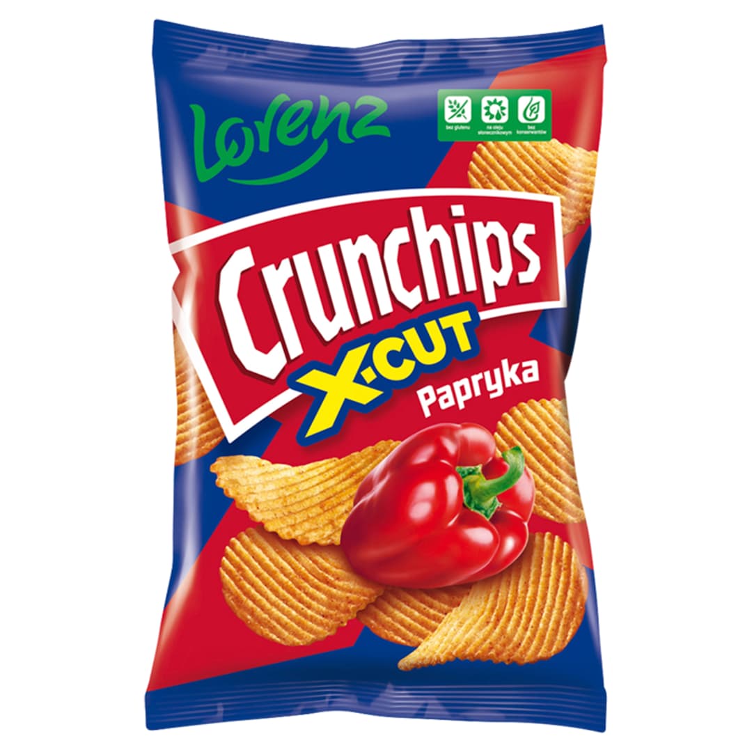 CRUNCHIPS X-CUT Chipsy ziemniaczane o smaku papryka 140 g