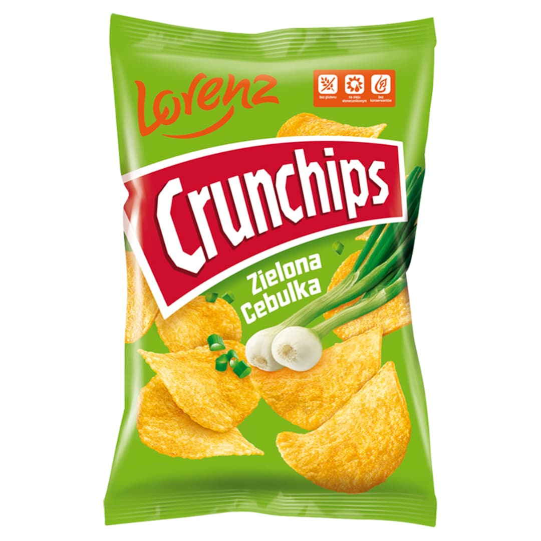 CRUNCHIPS Chipsy ziemniaczane o smaku zielonej cebulki 140 g