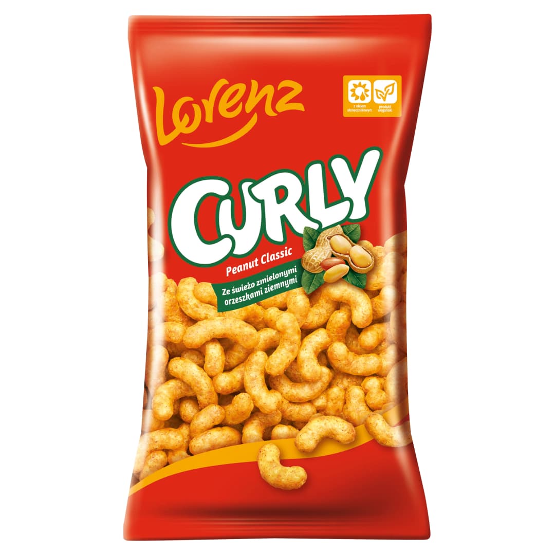 CURLY Chrupki kukurydziane ze świeżo zmielonymi orzeszkami ziemnymi 120 g