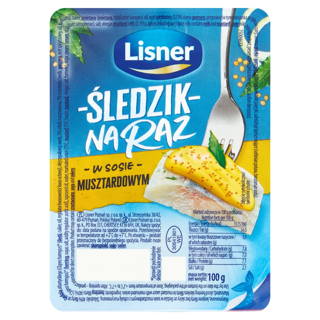 LISNER Śledzik na raz w sosie musztardowym 100 g